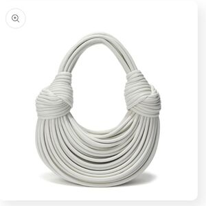 Tiffany & Fred Smooth Leather String Cord Knot Statement White Shoulder Bag